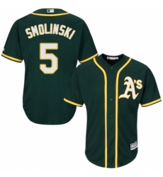 Men's Majestic Oakland Athletics #5 Jake Smolinski Replica Green Alternate 1 Cool Base MLB Jersey