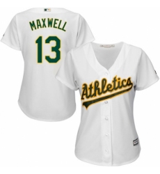 Women's Majestic Oakland Athletics #13 Bruce Maxwell Authentic White Home Cool Base MLB Jersey