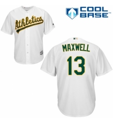 Youth Majestic Oakland Athletics #13 Bruce Maxwell Authentic White Home Cool Base MLB Jersey