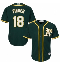 Youth Majestic Oakland Athletics #18 Chad Pinder Replica Green Alternate 1 Cool Base MLB Jersey