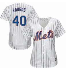 Women's Majestic New York Mets #40 Jason Vargas Authentic White Home Cool Base MLB Jersey