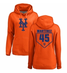 MLB Women's Nike New York Mets #45 Pedro Martinez Orange RBI Pullover Hoodie