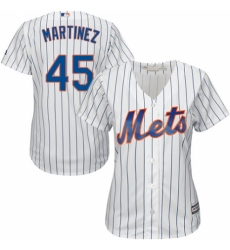 Women's Majestic New York Mets #45 Pedro Martinez Authentic White Home Cool Base MLB Jersey