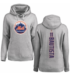 MLB Women's Nike New York Mets #11 Jose Bautista Ash Backer Pullover Hoodie
