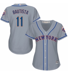 Women's Majestic New York Mets #11 Jose Bautista Authentic Grey Road Cool Base MLB Jersey