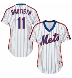 Women's Majestic New York Mets #11 Jose Bautista Authentic White Alternate Cool Base MLB Jersey
