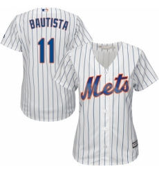 Women's Majestic New York Mets #11 Jose Bautista Authentic White Home Cool Base MLB Jersey