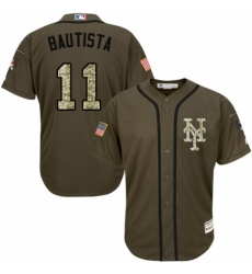 Youth Majestic New York Mets #11 Jose Bautista Authentic Green Salute to Service MLB Jersey