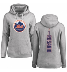 MLB Women's Nike New York Mets #1 Amed Rosario Ash Backer Pullover Hoodie