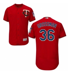Men's Majestic Minnesota Twins #36 Robbie Grossman Authentic Scarlet Alternate Flex Base Authentic Collection MLB Jersey
