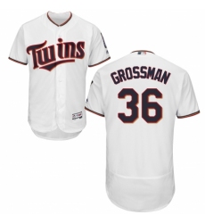 Men's Majestic Minnesota Twins #36 Robbie Grossman White Home Flex Base Authentic Collection MLB Jersey