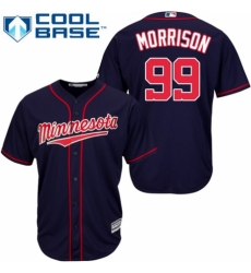 Men's Majestic Minnesota Twins #99 Logan Morrison Replica Navy Blue Alternate Road Cool Base MLB Jersey