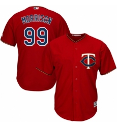 Men's Majestic Minnesota Twins #99 Logan Morrison Replica Scarlet Alternate Cool Base MLB Jersey