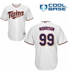 Youth Majestic Minnesota Twins #99 Logan Morrison Authentic White Home Cool Base MLB Jersey