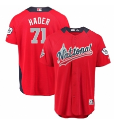 Men's Majestic Milwaukee Brewers #71 Josh Hader Game Red National League 2018 MLB All-Star MLB Jersey