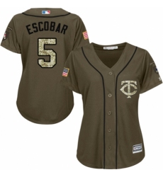 Women's Majestic Minnesota Twins #5 Eduardo Escobar Authentic Green Salute to Service MLB Jersey