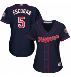 Women's Majestic Minnesota Twins #5 Eduardo Escobar Replica Navy Blue Alternate Road Cool Base MLB Jersey