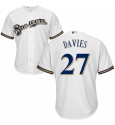 Men's Majestic Milwaukee Brewers #27 Zach Davies Replica Navy Blue Alternate Cool Base MLB Jersey