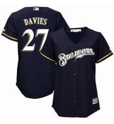 Women's Majestic Milwaukee Brewers #27 Zach Davies Authentic White Alternate Cool Base MLB Jersey