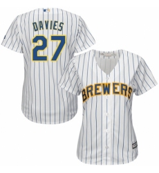 Women's Majestic Milwaukee Brewers #27 Zach Davies Replica White Home Cool Base MLB Jersey