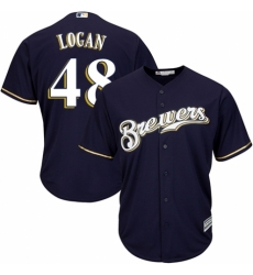 Youth Majestic Milwaukee Brewers #48 Boone Logan Authentic White Alternate Cool Base MLB Jersey