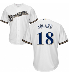 Youth Majestic Milwaukee Brewers #18 Eric Sogard Replica Navy Blue Alternate Cool Base MLB Jersey