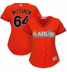 Women's Majestic Miami Marlins #64 Nick Wittgren Replica Orange Alternate 1 Cool Base MLB Jersey