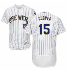 Men's Majestic Milwaukee Brewers #15 Cecil Cooper White Home Flex Base Authentic Collection MLB Jersey