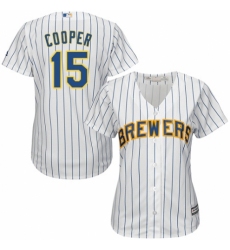 Women's Majestic Milwaukee Brewers #15 Cecil Cooper Authentic White Home Cool Base MLB Jersey
