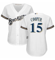 Women's Majestic Milwaukee Brewers #15 Cecil Cooper Replica Navy Blue Alternate Cool Base MLB Jersey