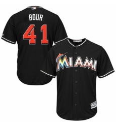 Men's Majestic Miami Marlins #41 Justin Bour Replica Black Alternate 2 Cool Base MLB Jersey
