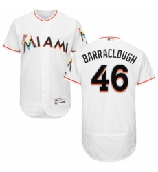 Men's Majestic Miami Marlins #46 Kyle Barraclough White Home Flex Base Authentic Collection MLB Jersey