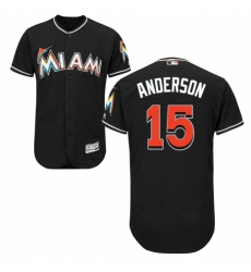 Men's Majestic Miami Marlins #15 Brian Anderson Black Alternate Flex Base Authentic Collection MLB Jersey