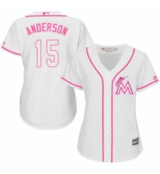 Women's Majestic Miami Marlins #15 Brian Anderson Replica White Fashion Cool Base MLB Jersey