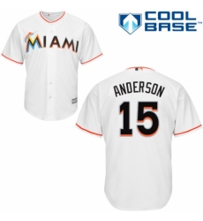 Youth Majestic Miami Marlins #15 Brian Anderson Authentic White Home Cool Base MLB Jersey