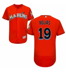 Men's Majestic Miami Marlins #19 Miguel Rojas Orange Alternate Flex Base Authentic Collection MLB Jersey