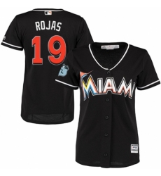 Women's Majestic Miami Marlins #19 Miguel Rojas Authentic Black Alternate 2 Cool Base MLB Jersey