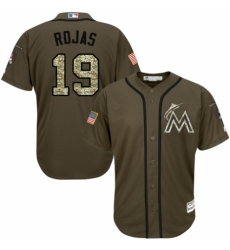 Youth Majestic Miami Marlins #19 Miguel Rojas Authentic Green Salute to Service MLB Jersey