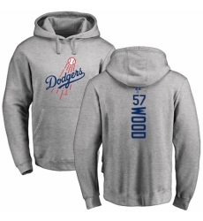 MLB Nike Los Angeles Dodgers #57 Alex Wood Ash Backer Pullover Hoodie