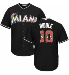 Men's Majestic Miami Marlins #10 JT Riddle Authentic Black Team Logo Fashion Cool Base MLB Jersey
