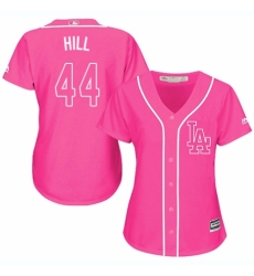 Women's Majestic Los Angeles Dodgers #44 Rich Hill Authentic Pink Fashion Cool Base MLB Jersey