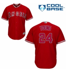 Youth Majestic Los Angeles Angels of Anaheim #24 Chris Young Replica Red Alternate Cool Base MLB Jersey