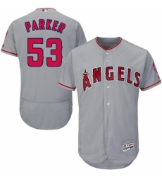 Men's Majestic Los Angeles Angels of Anaheim #53 Blake Parker Grey Road Flex Base Authentic Collection MLB Jersey