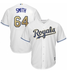 Men's Majestic Kansas City Royals #64 Burch Smith Replica White Home Cool Base MLB Jersey