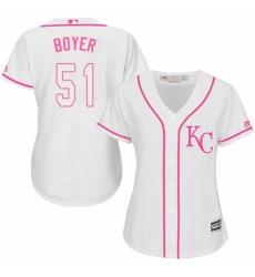 Women's Majestic Kansas City Royals #51 Blaine Boyer Authentic White Fashion Cool Base MLB Jersey