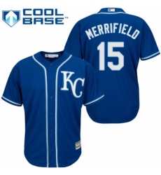 Men's Majestic Kansas City Royals #15 Whit Merrifield Replica Blue Alternate 2 Cool Base MLB Jersey