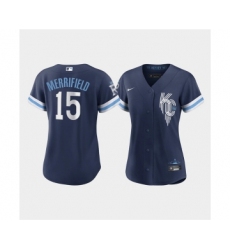 Women's Kansas City Royals #15 Whit Merrifield 2022 Navy City Connect Cool Base Stitched Jersey(Run Small)