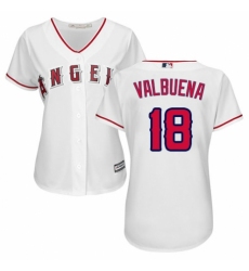Women's Majestic Los Angeles Angels of Anaheim #18 Luis Valbuena Replica White Home Cool Base MLB Jersey