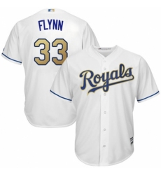 Youth Majestic Kansas City Royals #33 Brian Flynn Authentic White Home Cool Base MLB Jersey