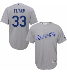 Youth Majestic Kansas City Royals #33 Brian Flynn Replica Grey Road Cool Base MLB Jersey